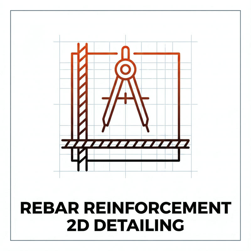 Rebar reinforcement 2D detailing illustration