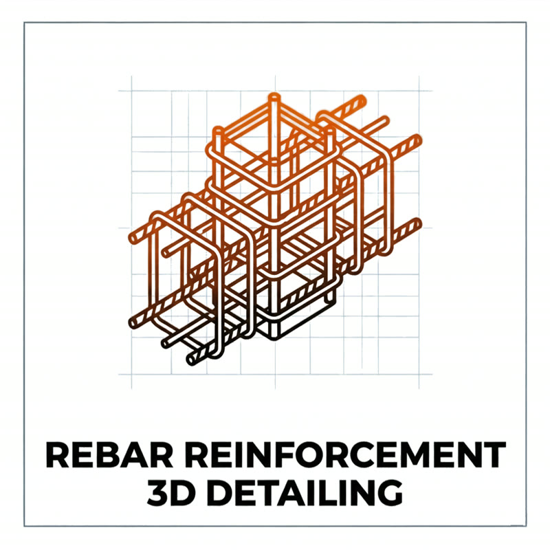 Rebar reinforcement 3D detailing illustration